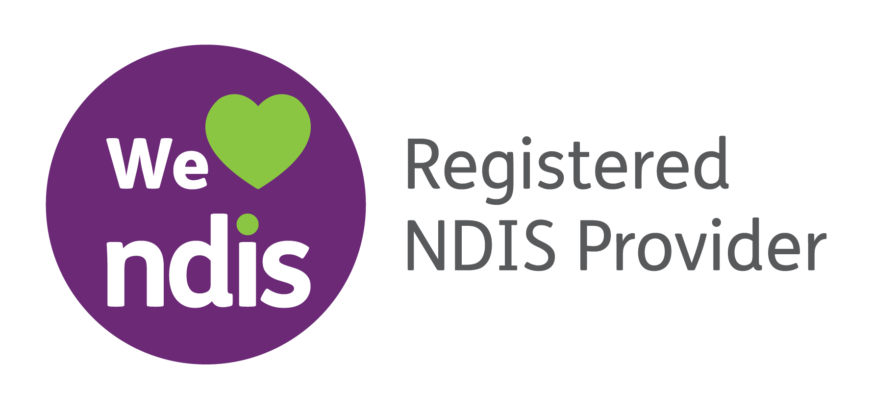 We heart NDIS Registered provider logo – Long